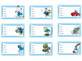 9 smurfs School Labels for kids books
