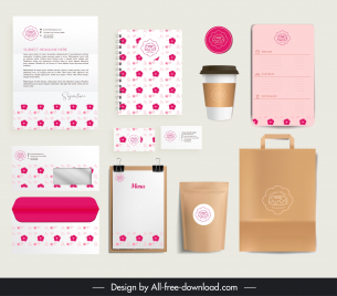 bakery brand identity sets elegant floral decor stationery