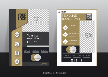 business flyer cover templates modern checkered contrast decor