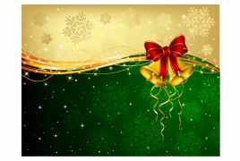 Christmas background with bells and decorative bow