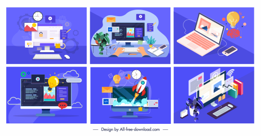 computer works background templates colorful technology objects sketch