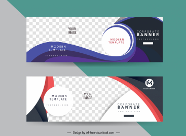 corporate banner templates modern elegant checkered curves circles