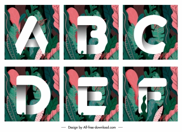educational alphabet templates words leaves decor