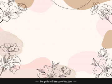 flower background template classical handdrawn outline