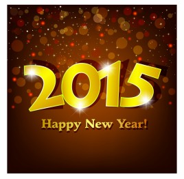 golden 2015 Happy New Year with sparking spot lights background