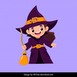 halloween costume icon cute boy in witch clothing sketch cartoon character outline