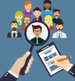 job candidates selection concept colored human icons design