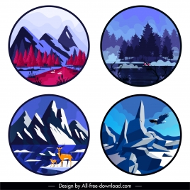 mountain forest scenic backgrounds colored classic decor