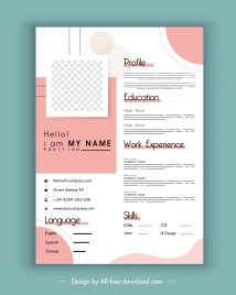 personal cv template elegant bright modern flat design