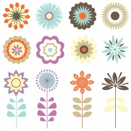Retro Floral Ornaments